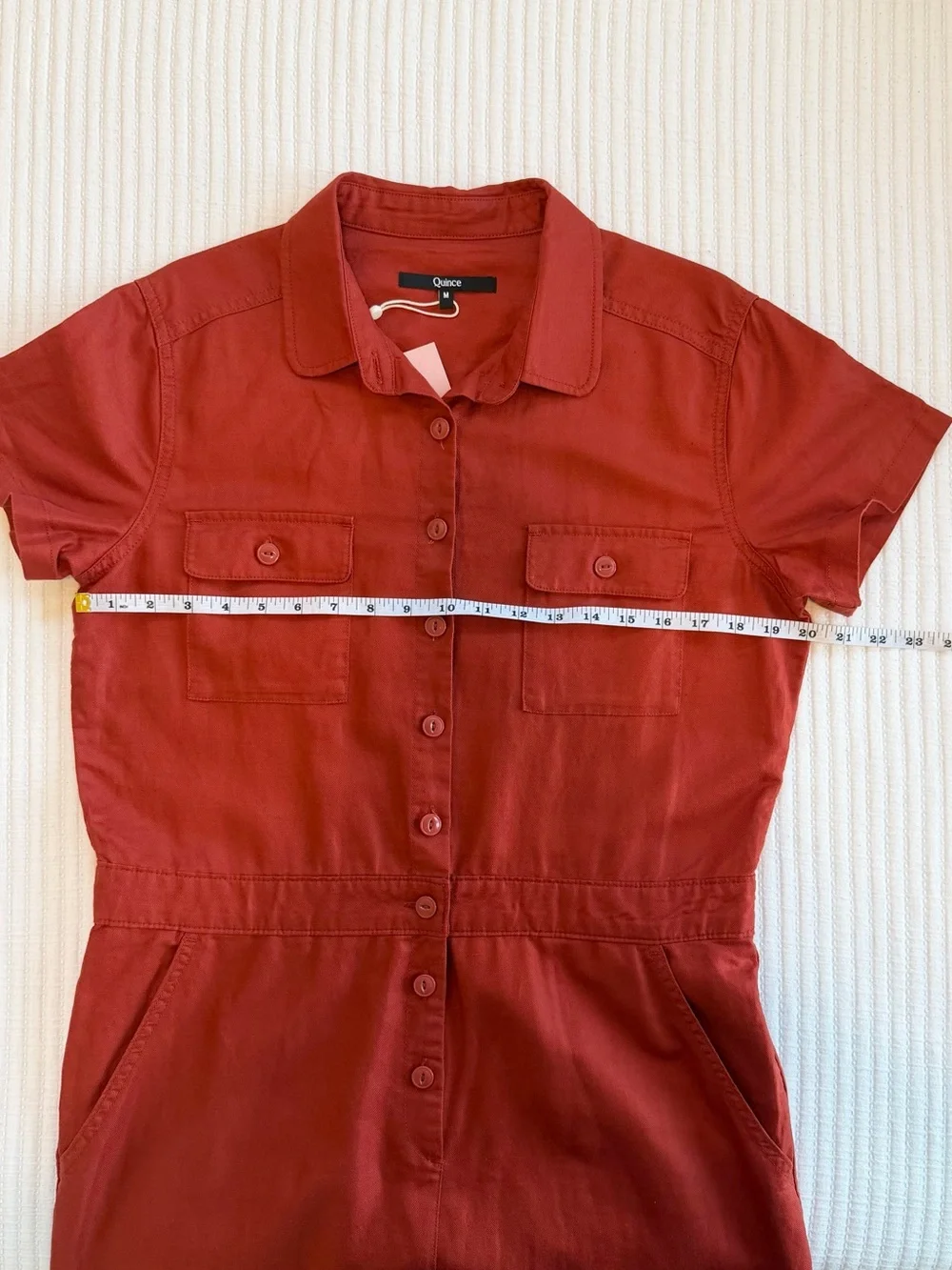 Quince Cotton Linen Twill Coverall Jumpsuit in Rust Red NWT